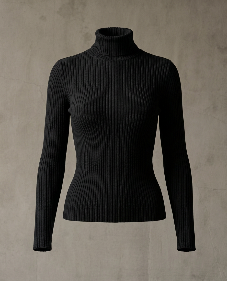Ribbed Turtleneck Black